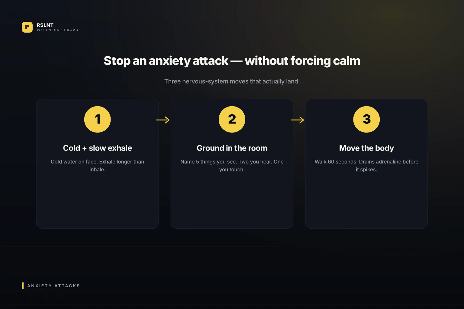 Complete Guide to how to stop anxiety attacks naturally — calming visual from RSLNT Wellness