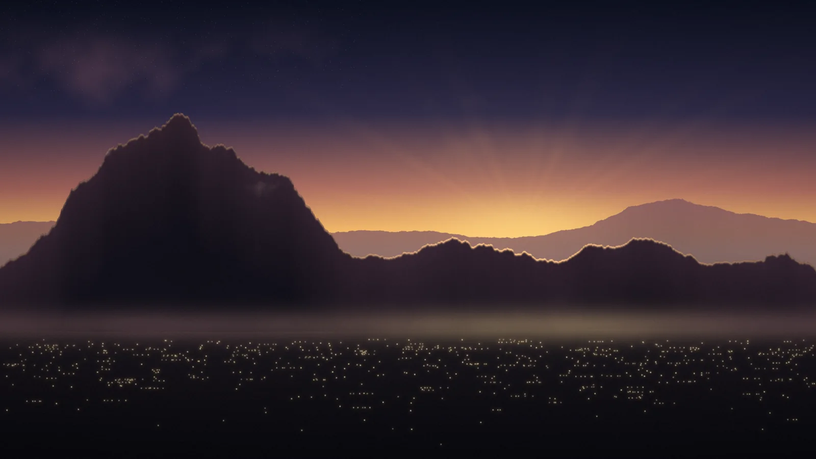 The Wasatch Mountains and Mount Timpanogos at dawn, with warm sunrise light over the ridgeline and Utah Valley below