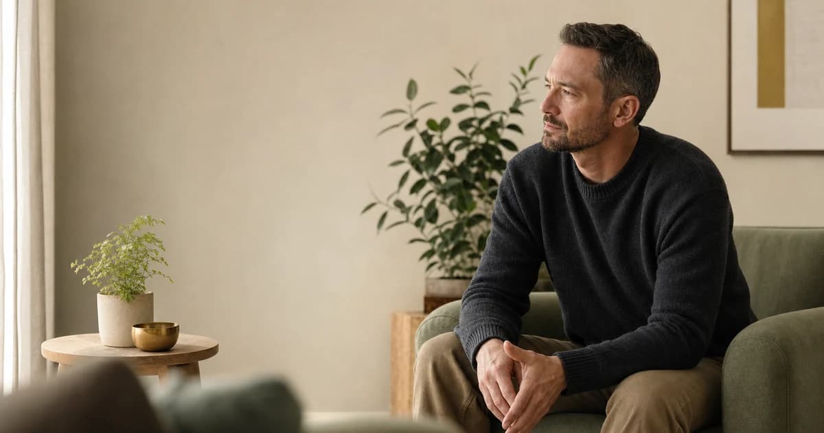 Adult sitting in a quiet room during depression treatment planning